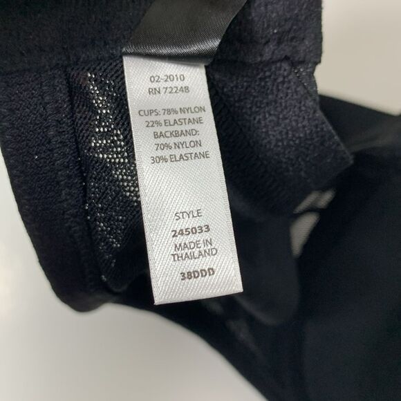 Paramour By Felina Black Marvelous Side Smoothing Underwire T-Shirt Bra Sz 38DDD - Picture 9 of 10